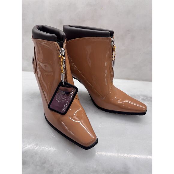 Timberland Shoes - Timberland x Veneda Carter Glazed Patent Leather Zip Boots Tan Sz 8 Read Descrip